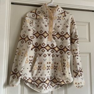 Western Pattern White/Cream/Brown Fleece Pullover Jacket